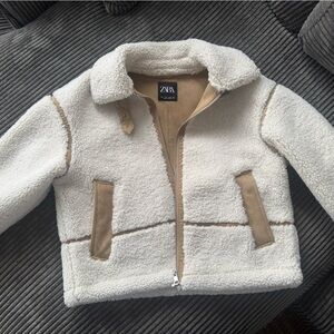 Zara Tan and Cream Sherpa Jacket
